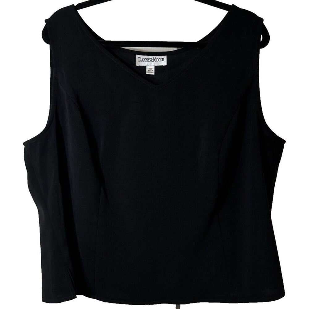Danny & Nicole Blouse Size 20W Black Sleeveless V-Neck Business Casual Top